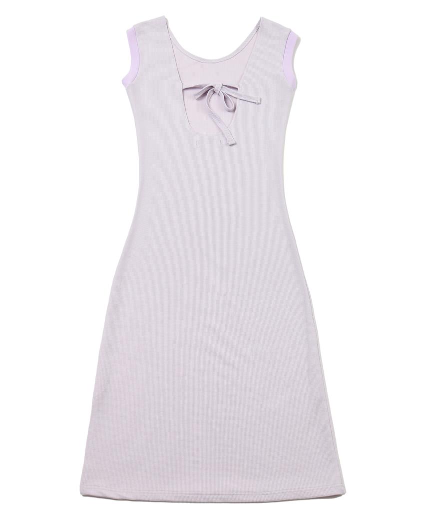 Catharsis Waffle Tank Tab Backless Long Dress Light Purple One Size