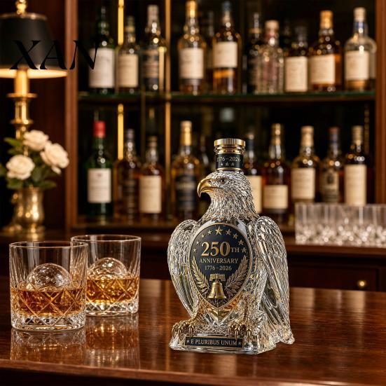 Glass Wine Decanter Eagle Shaped Whiskey Decanter, USA 250th Anniversary Commemorative Bottle with Stopper, Tasting Accessories 1776-2026 Heritage