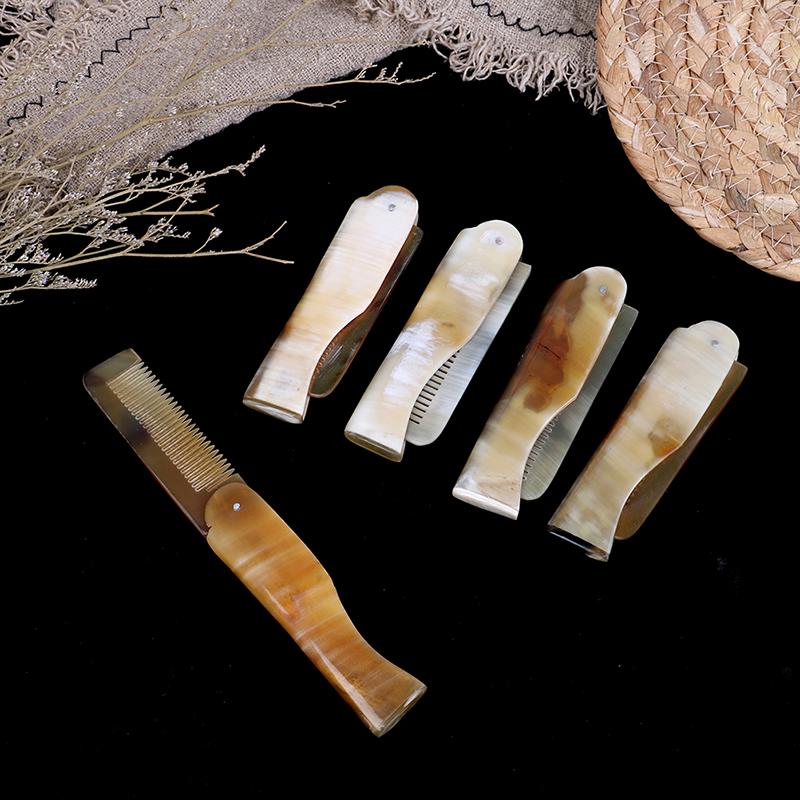 Расческа из рога яка складная карманная клипса для усов и бороды парикмахерские инструменты