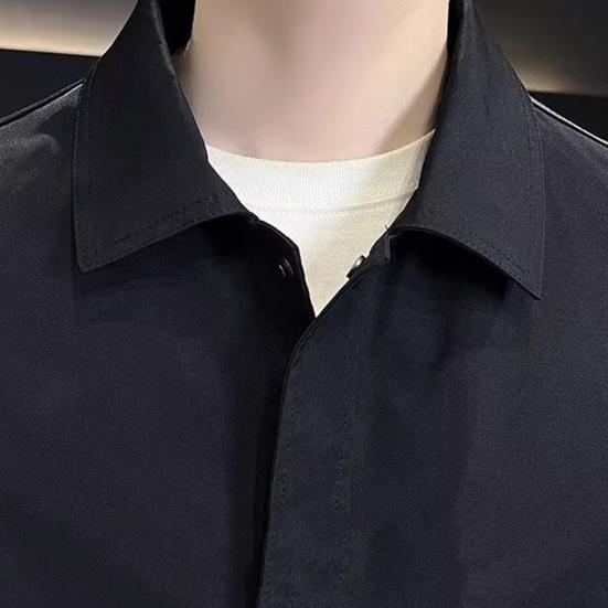 Мужская куртка с лацканами, длинным рукавом, застежкой на пуговицы, пальто с боковыми карманами, весна-осень, однотонная повседневная верхняя одежда