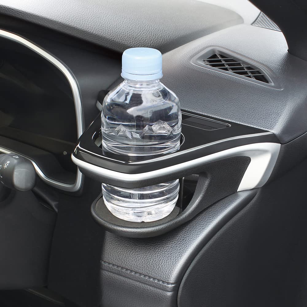 Tsuchiya Yac Toyota Corolla Cross Air Conditioner Drink Holder for Long X Wide X Vehicle-Specific Driver's Seat, Black/Silver, 17.7cm 14.1cm 20.2cm