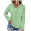Women's Fashion Casual Color Chest Panel Ruched Button V Neck Long Sleeve Ladies Long Top