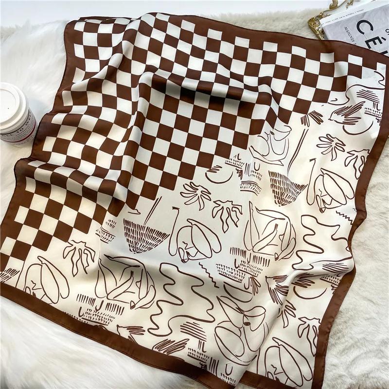 70*70cm Silk Scarf Scarftop Headwraps For Woman Fashion Four Seasons Hair Accessories Hijab Foulard Bandana Femme Headscarf