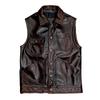 Мужской жилет из натуральной кожи, короткая куртка без рукавов, приталенный, осенняя мода