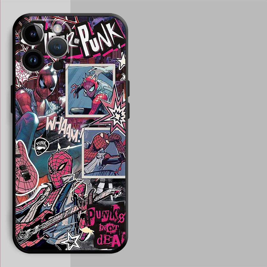 Чехол для телефона Apple iPhone 13 XR XS MAX Air 11 14 17 Pro Max 15 Pro 7 8 12 16 Marvel Sipiderman Punk