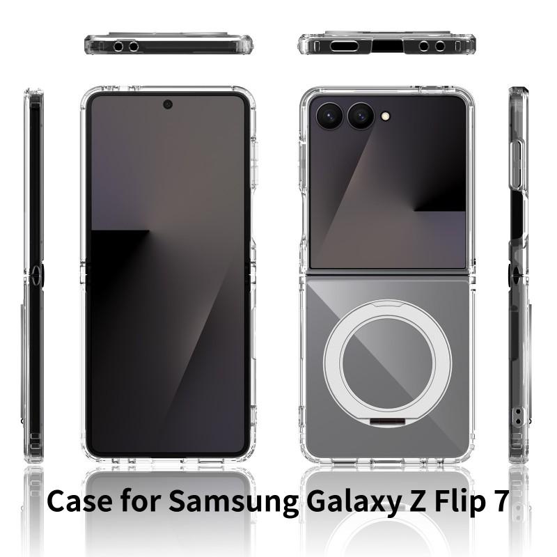 Transparent Magnetic Flip Phone Case Galaxy Z 8 Fold With Rotating Stand Shockproof TPU PC Hybrid Cover