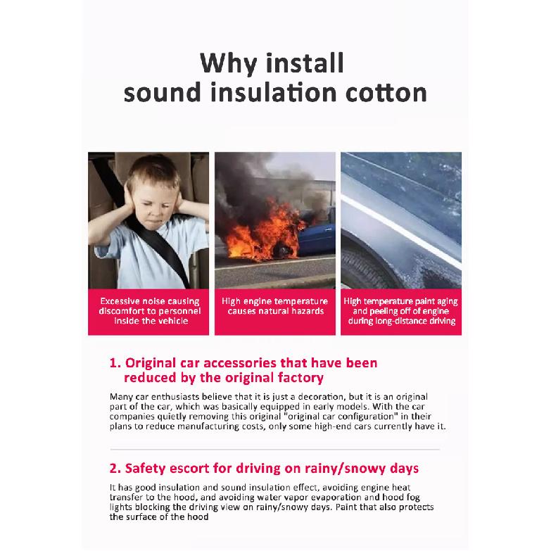 Engine Hood Sound Pad For Jeep Wrangler JL 2018 2019~2023 Heat Insulation Cotton Cover Soundproof Mat Car Interior Accessorie Heat Shields 2