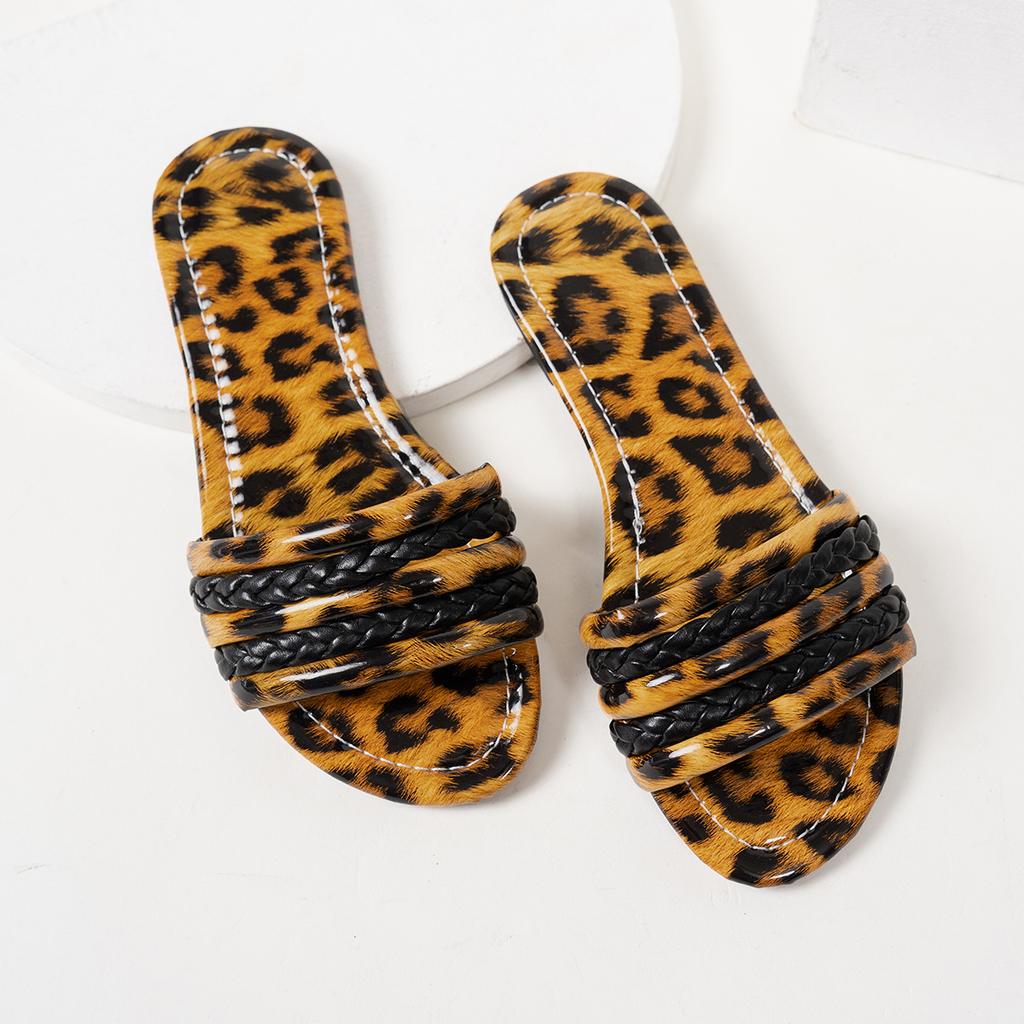 Большие размеры плоские шлепанцы 2025 женские плетеные повседневные тапочки с одним ремешком, удобные широкие сандалии