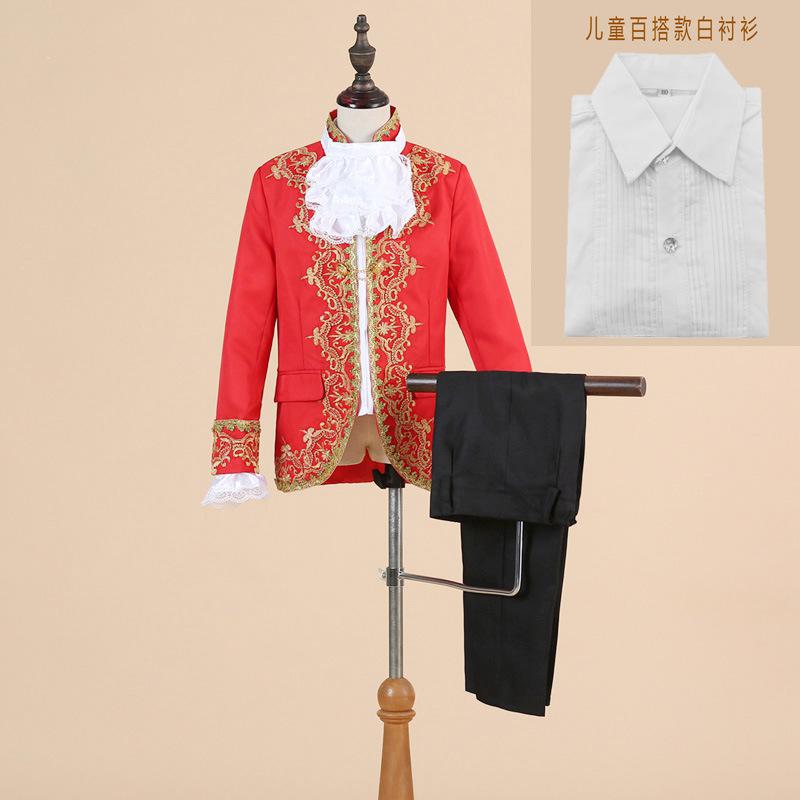 Детский костюм на Хэллоуин в стиле панк, король, принц, ренессанс, средневековый мальчик, готический костюм для косплея, пальто + брюки + галстук, полный комплект