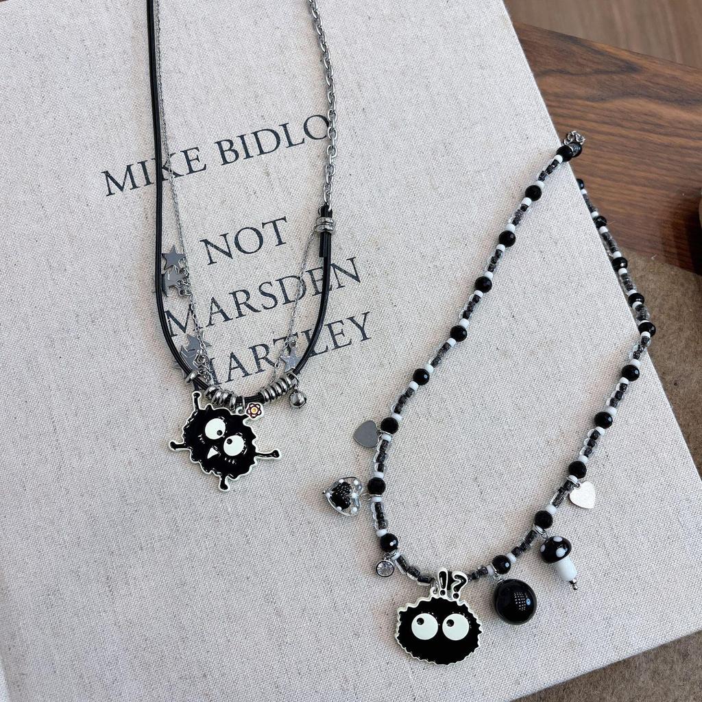 Корейское ожерелье с угольным шариком Dongdaemun Cartoon: Милый, уникальный невыцветающий дизайн для женщин