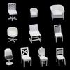 1:12 White Accessories Dollhouse Chair Sofa Miniature Table Furniture Doll House Decor Stool Model