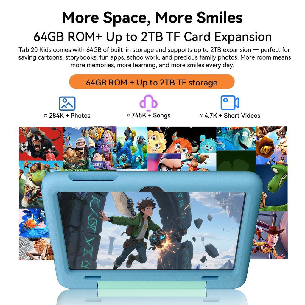 Blackview Детский планшет Tab 20 Android 15 10,1 дюйма 4 ГБ ОЗУ 64 ГБ ПЗУ Аккумулятор 6600 мАч Планшеты