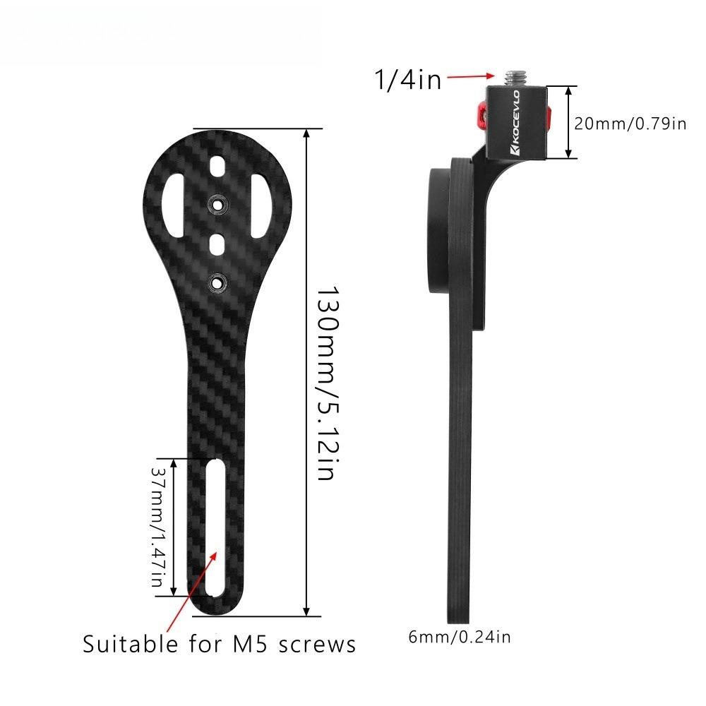 T800 Carbon Fiber Integrated Bike Computer Mount 1/4 Interface for Garmin Wahoo Bryton Insta360 X3 X4 Action Camera Holder