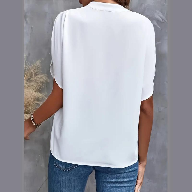 Women's Summer Casual Solid Colour V-Neck Loose Shirt Top