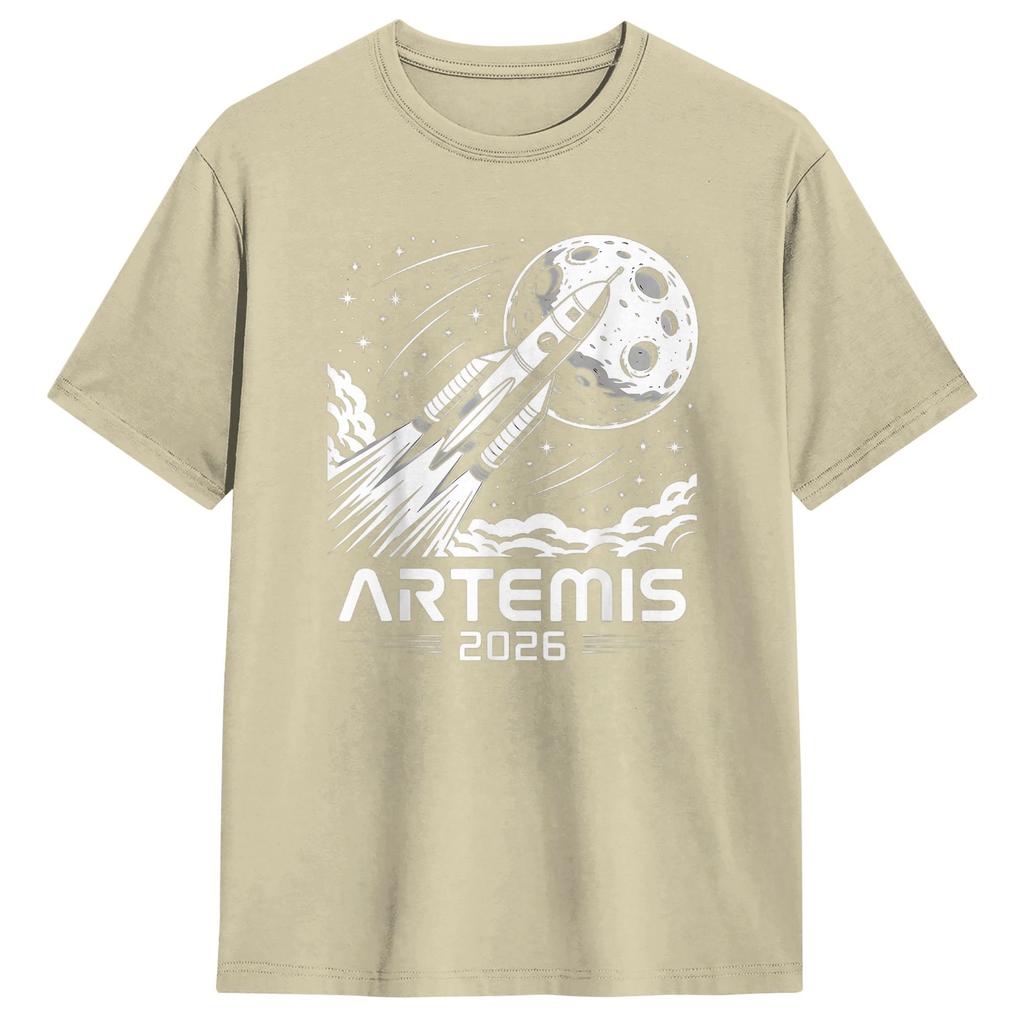 Harajuku T Shirt Beach Artemis Launch to The Moon Hipster T Shirts Cotton Tshirt for Unisex Y2K Fun Short Sleeve Tees