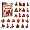 Birthday Gift for Children Red Bird Advent Calendar, 24-Day Christmas Countdown Set with Calendar Ornaments, 2D Acrylic Tree Hanging Decor,