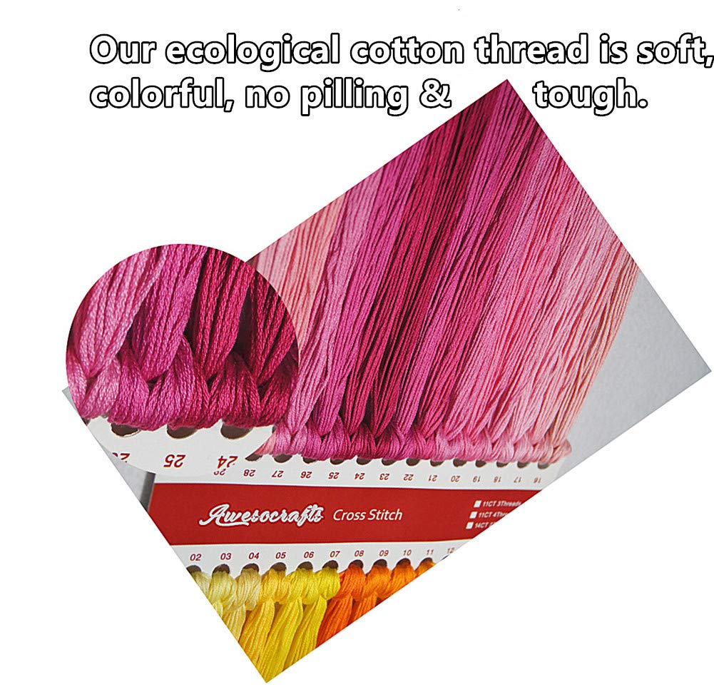 Awesocrafts Cross Stitch Stamp Kit Cozy Evening Easy Pattern Cross Stitch Embroidery Needlework Kit 14CT 2 Strands