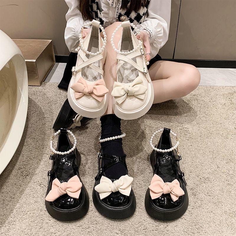 Туфли Мэри Джейн на платформе Fairy, детские летние универсальные туфли Sweet Feel с бантом на большой голове, маленькие кожаные туфли