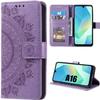 Case for Samsung Galaxy A16 5G/4G - BOOLING - Shockproof Synthetic Leather Purple Mandala Pattern