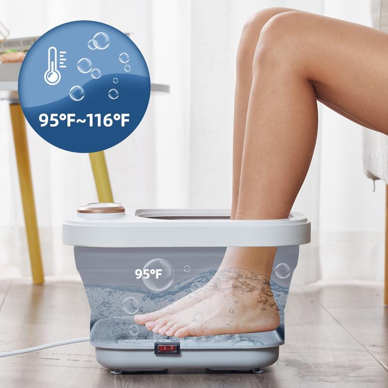 Складная гидромассажная ванна для ног с подогревом и массажными роликами, набор для педикюра ног, гидромассажная ванна для ног с контролем температуры, ванна для ног