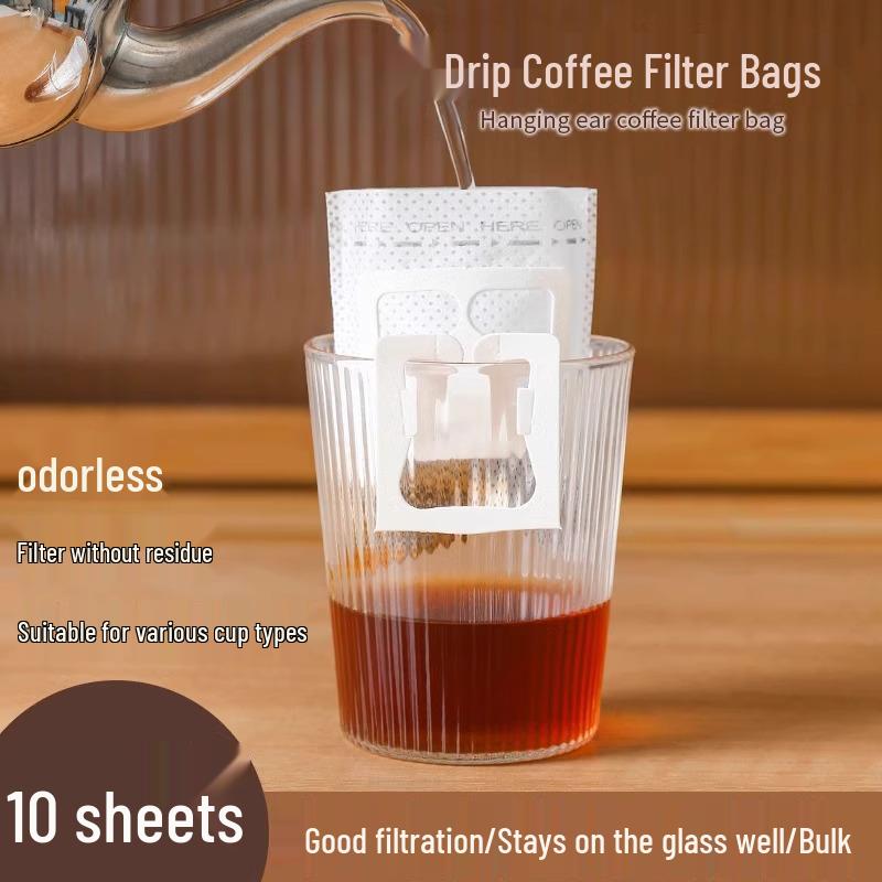 Hanging Ear Disposable Coffee Filter Bags - Hand Pour Paper Mesh for Coffee Grounds