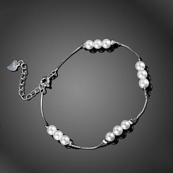 SILVERHOO женский браслет из искусственного жемчуга, простой серебряный браслет 925 пробы, женский нежный браслет из искусственного жемчуга для улицы