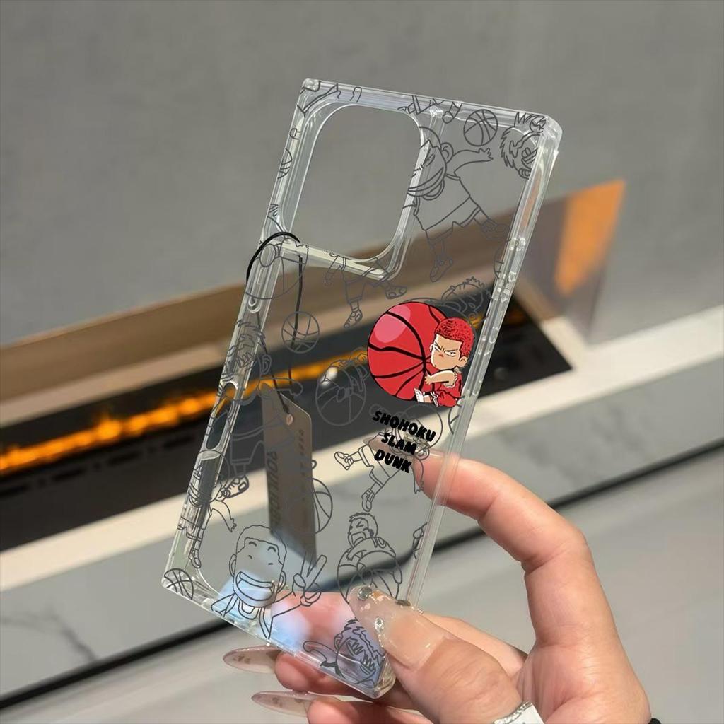 Transparent Square Back Tube Case Casing Protection For iPhone 14 Pro Max 11 13 15 Plus 12 16 ProMax Anti-Oxygen,SLAM DUNK Pattern