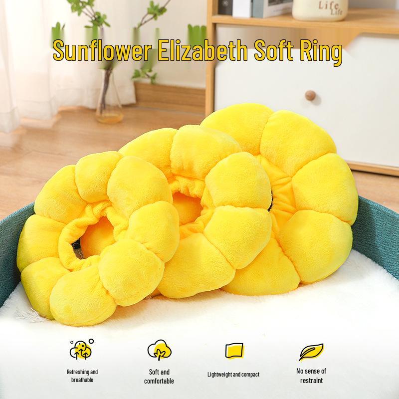 Головной убор в виде головы подсолнуха: Защитный воротник Елизаветы от вылизывания для кошек и собак