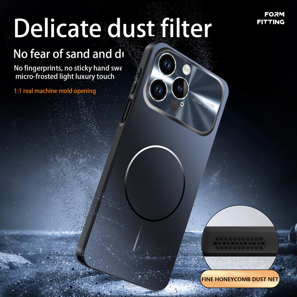 Оригинальный магнитный чехол Magsafe для iPhone 17 Air 16 15 14 13 Pro Max, стеклянный, нано-кристаллический, с защитой линзы, для беспроводной зарядки