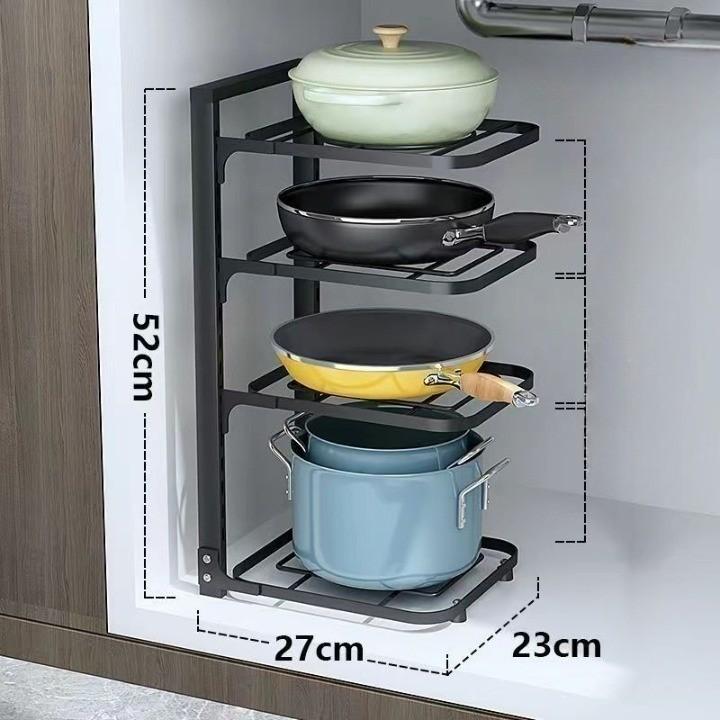 Полка для кастрюль Многослойная полка для хранения кастрюль Кухонная полка из нержавеющей стали Раковина Стойка для хранения кастрюль и сковородок Многослойная бытовая полка для хранения кухонного пространства Экономия места