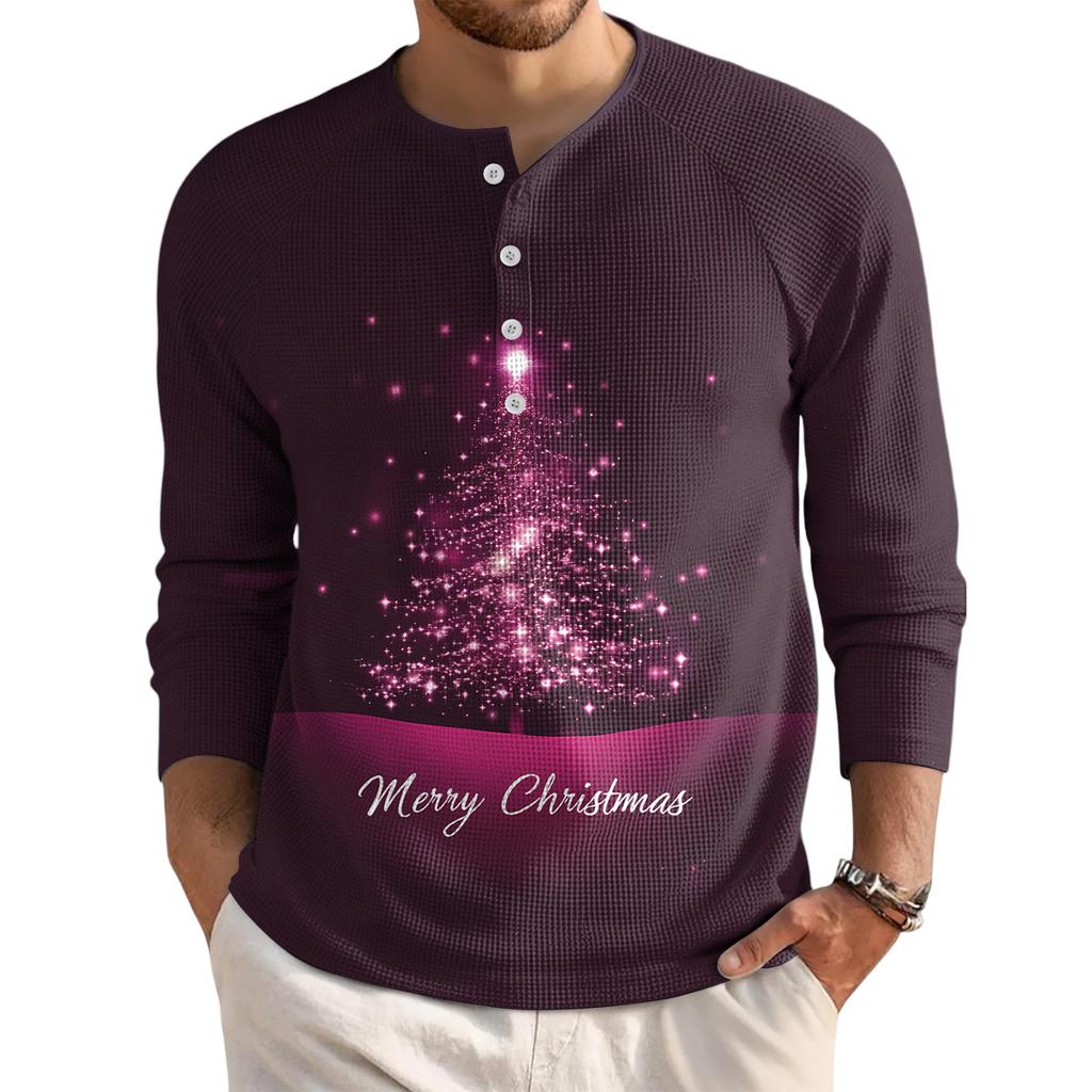 Мужской свободный повседневный топ с длинным рукавом и воротником на пуговицах