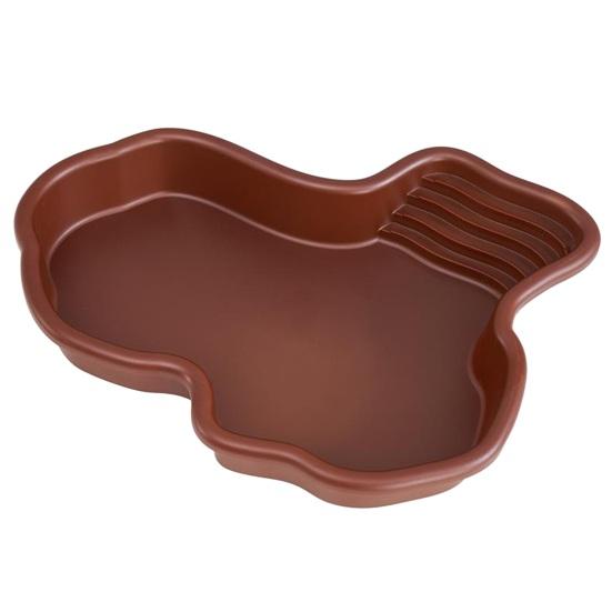 Бассейн с черепахой и противоскользящей лестницей. Платформа для купания. Дренажные отверстия. Черепаха. Рептилии. Ванна. Среда обитания. Ландшафтный дизайн. Держатель для воды. Чаша.