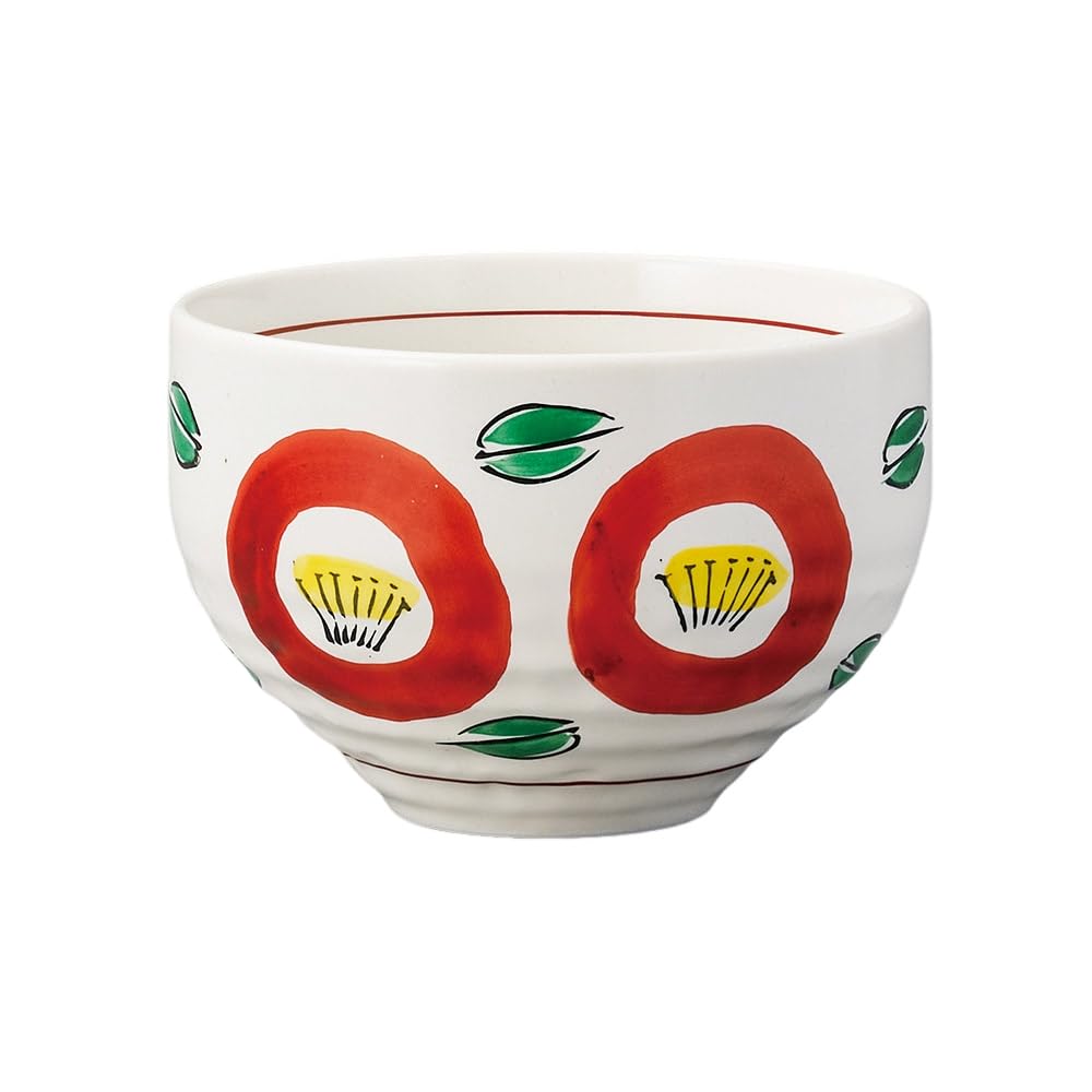 Ippuku 10 X 7 Camellia Matcha Cafe Mino Made In Japan Ale-net Bowl, Teacup, Cm, 320cc, Hand-painted Two-Flower Design, Bowl, Bowl, Ware,