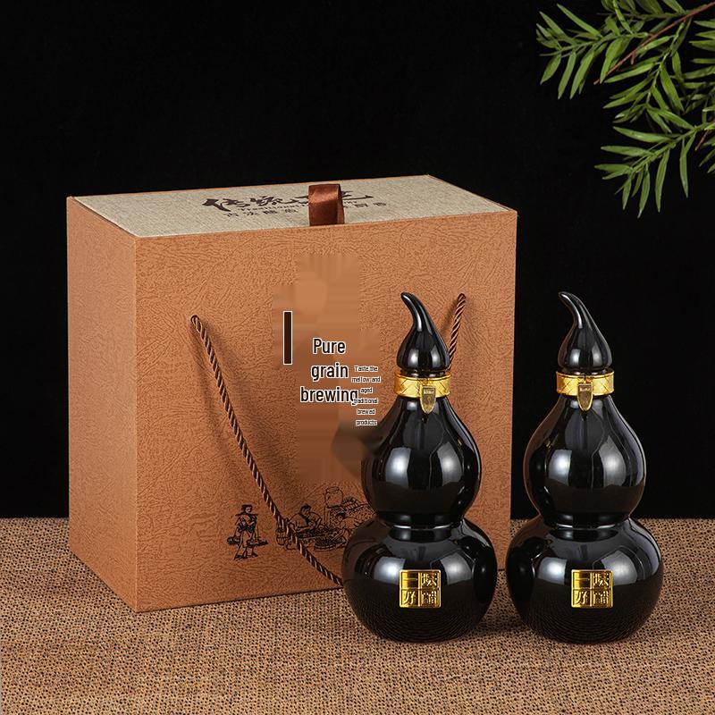 Shanxi Old-Fashioned Ceramic Vinegar Jars - Empty Gift Boxes Available in Half, 1, 2, 3, and 5 Catty Sizes