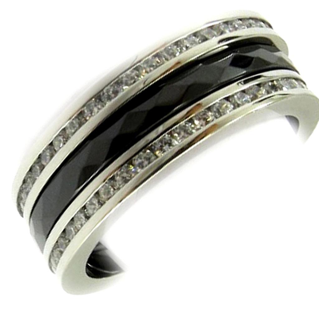 Стальное кольцо 'Сисси' черно-белое - 7 мм