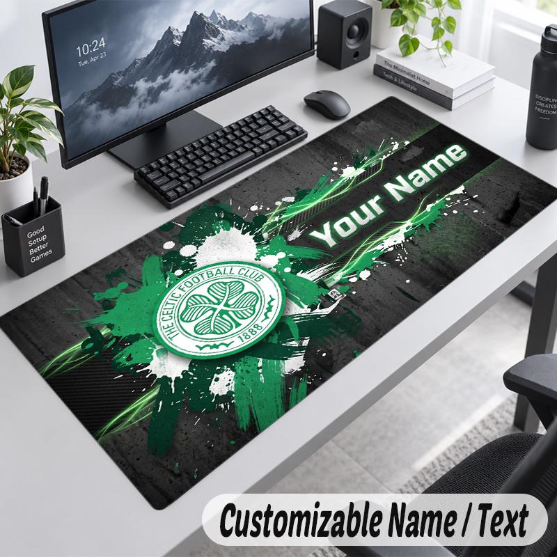 Custom Name Text Mouse Pad Celtic FC Personalized Desk Pad For Work And Gaming