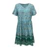 Женское летнее повседневное платье-туника А-силуэта с коротким рукавом и квадратным вырезом, с морщинистым цветочным принтом