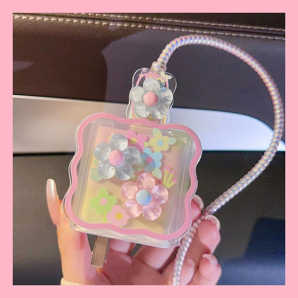 Applicable To Apple Data Cable Protective Cover Charger 18-20W Anti-breakage Winder Cute Flower Animal Advanced INS Style