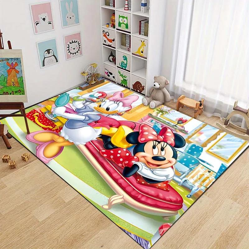 3D Minnie Mouse Daisy Duck Cartoon Themed Carpet Bedroom Living Room Sofa Rug Children's Room Large Area Decor Mat Potdemiel