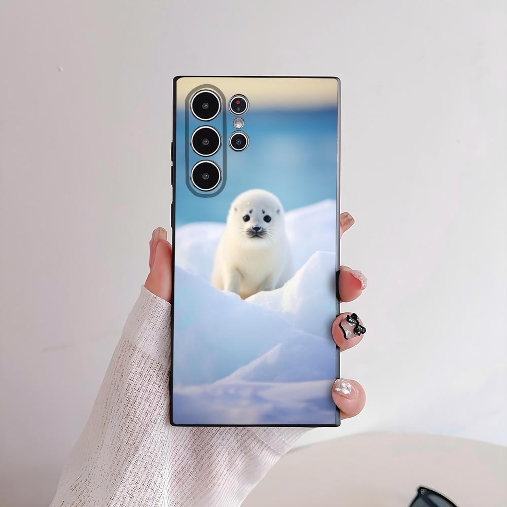 Милый чехол для телефона с животным-тюленем для Samsung Galaxy S25 S24 S22 S23 Ultra S21 S20 Plus 5G, матовый, нескользящий, с полным покрытием