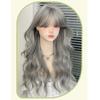 Air Bangs Grey Cosplay Wigs with Bangs Halloween Lolita Headband Wigs Long Curly Wave Hair  Girl