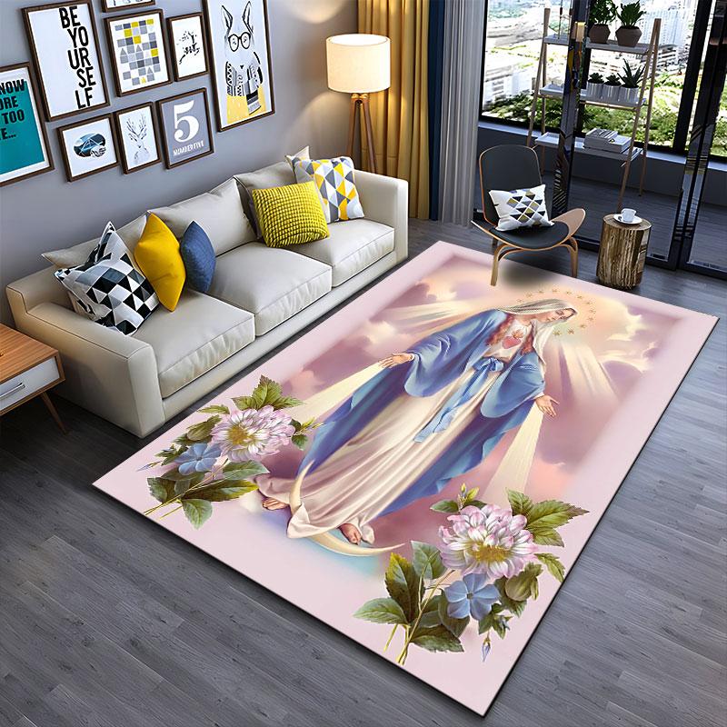 Holy Virgin Mary Design Carpet suitable as a non-slip mat for the living room or bedroom sofa