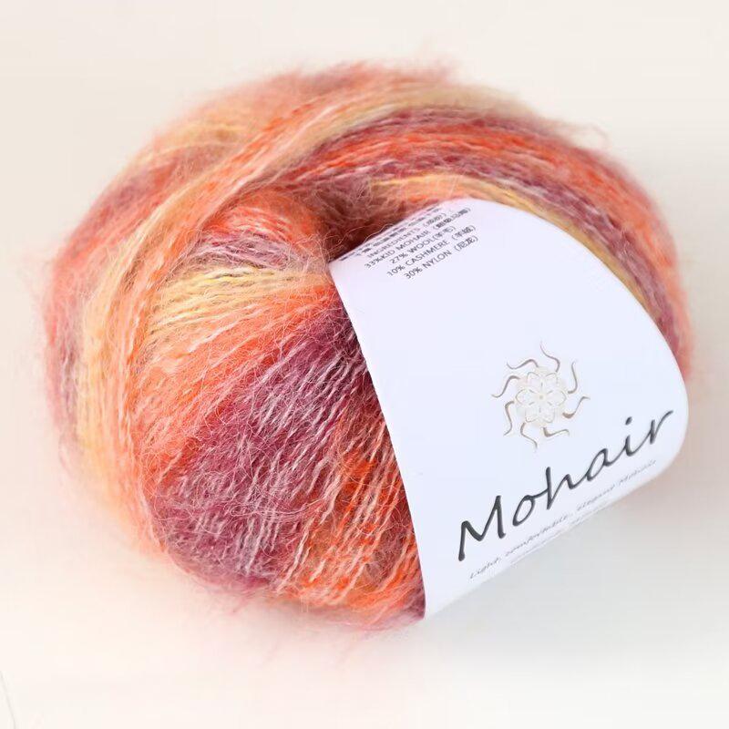 Moher Blend Knitting Yarn 25g Rainbow Gradient Handmade for Hats Scarves Sweaters
