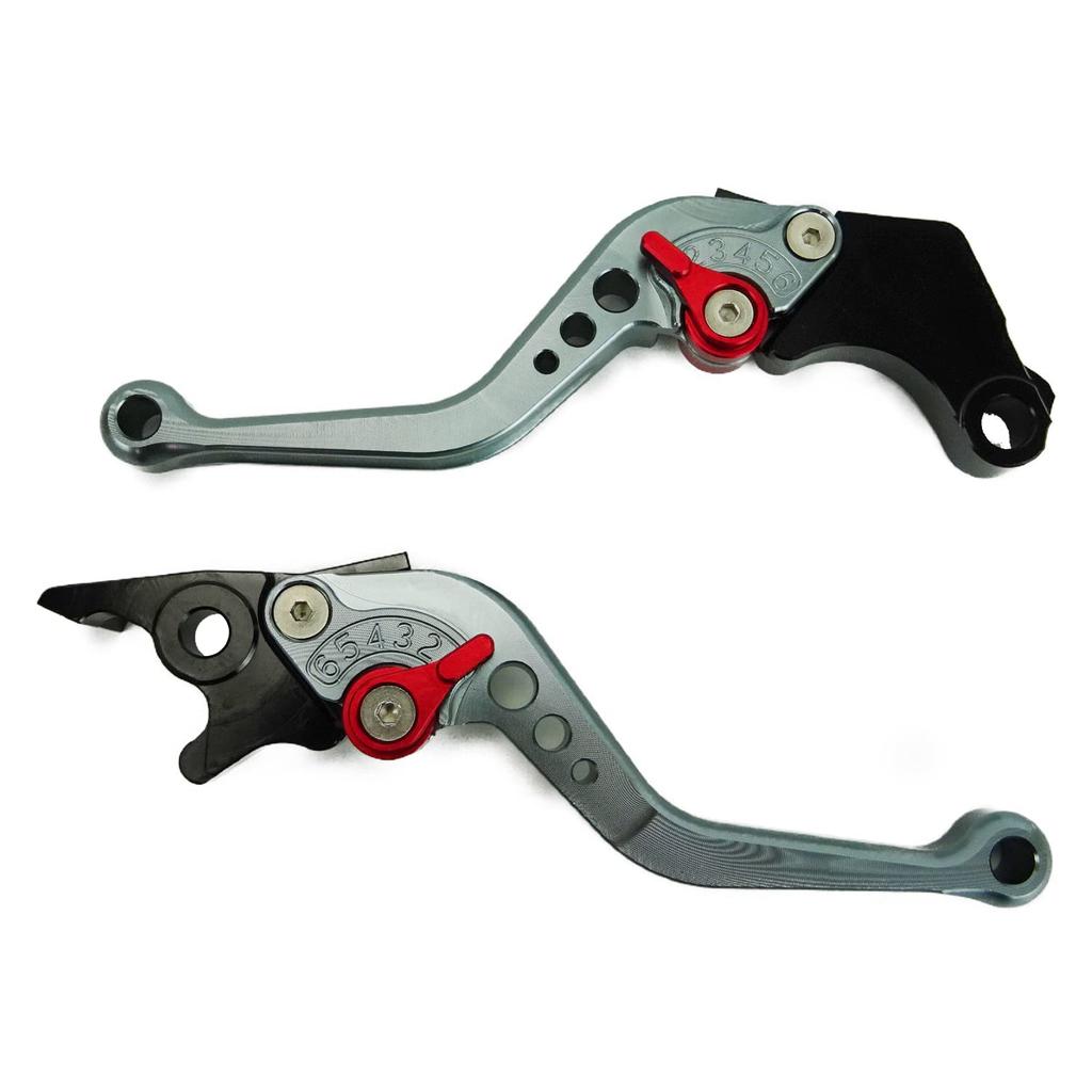 H216 Gray Honda Brake and Clutch Fits Monkey GROM (Red) Levers, 6-Level Adjustment, Short, CL250, 125, 400X, CBR400R, Etc.