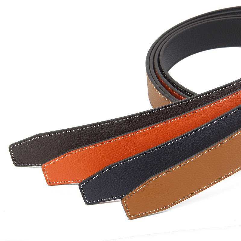 Double Sided Top Layer Cowhide Belt Strip Men's Automatic Buckle Belt Body Double Edged Cowhide Belt Strip