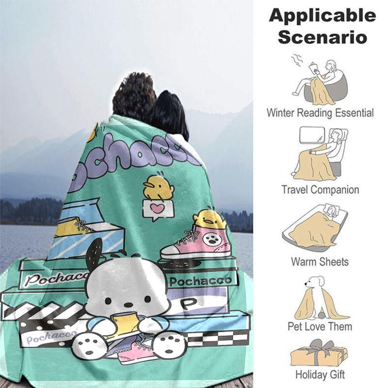 1pc Pochacco's Shoe Box Adventure Blanket Soft Warm Throw Blankets, Living Room, Travel, Camping, Car Blankets, Beach, Office Naps, Home Decor Gift Al