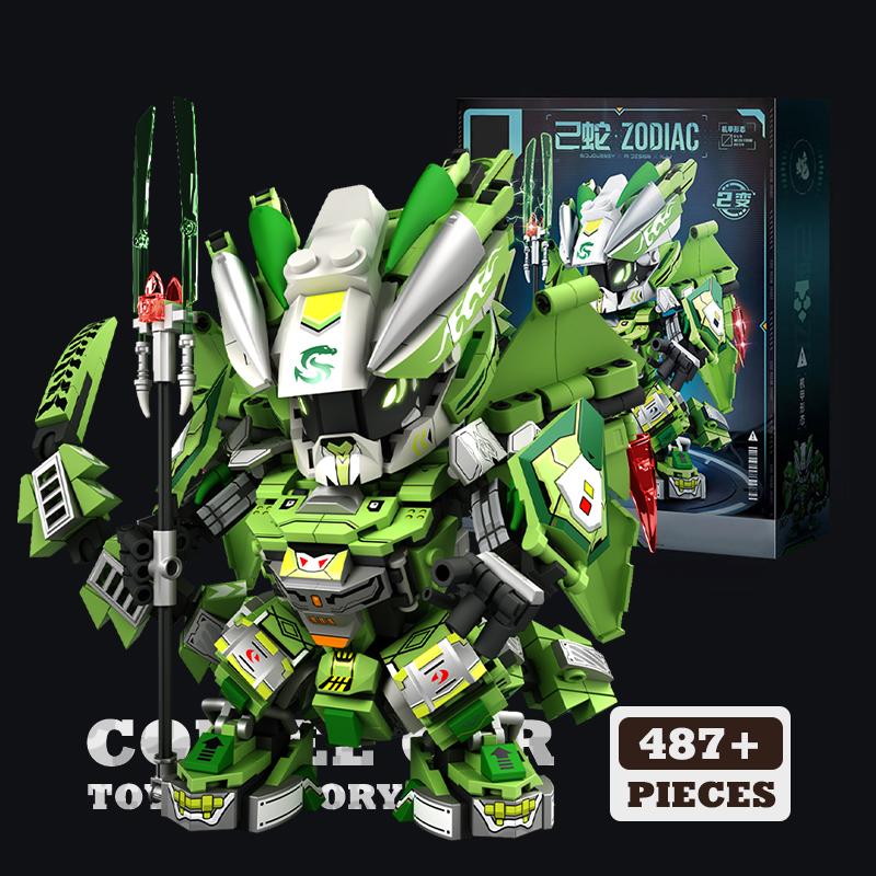 Transformable Dragon Robot Building Kit 2 in 1 Mecha Snake Warrior MOC Bricks 3D Model Action Figure Blocks Toys Adult Kids Gift