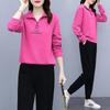Spring and Autumn Sports Suit Women's Fashion Mock Neck Long Sleeve Sweater Two Piece Set