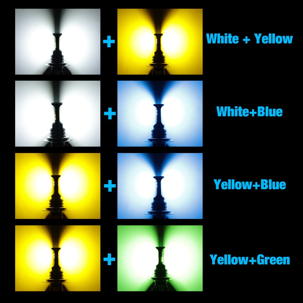 1 шт. H1 H3 H7 H8 H11 светодиодные противотуманные фары двухцветные 24SMD 3030 HB3 9005 светодиодные противотуманные фары HB4 9006 DRL дневные ходовые огни