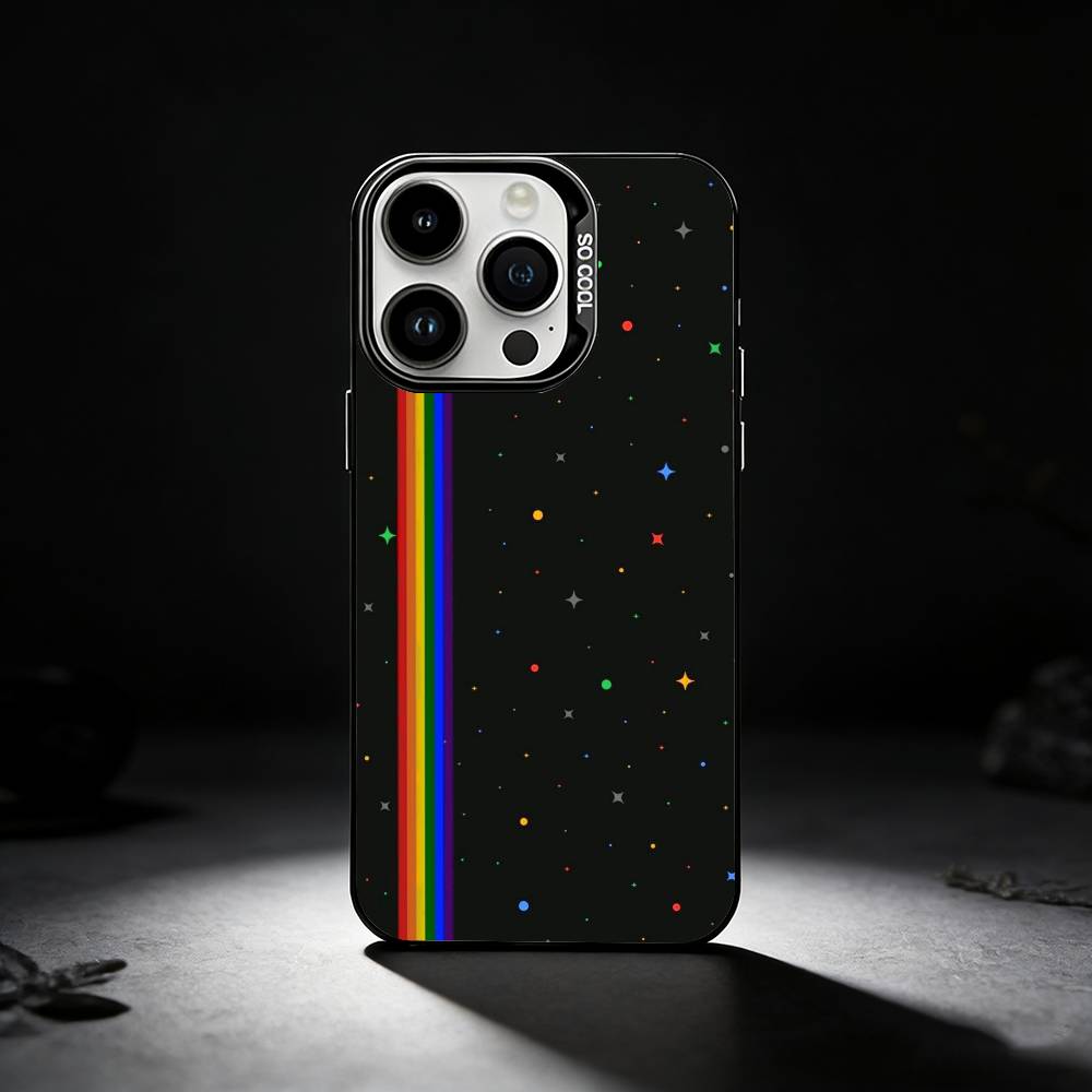 Gay Lesbian LGBT Rainbow Phone Case For iPhone 17,16,15,14,13,12,11 Plus,Pro Max,XS,Colored silver phone case